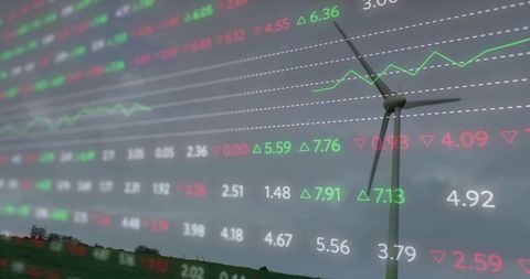 Wind Turbine and Stock Market Overlay Reflecting Sustainable Investment