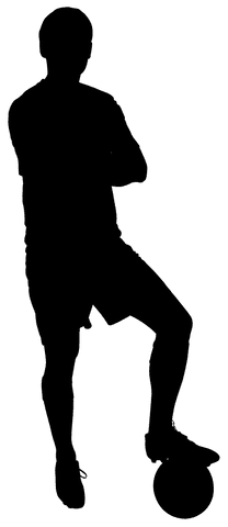 Transparent male soccer player kicking ball silhouette