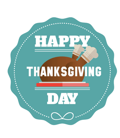 Happy Thanksgiving Day Transparent Graphic with Turkey and Text