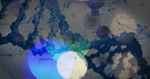DNA Strands and Network Connections Over Abstract Technology Background