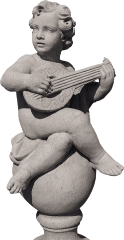 weathered sculpture of cherub with lute on transparent background - Download Free Stock Videos Pikwizard.com