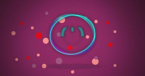 Abstract digital power button concept with colorful circles