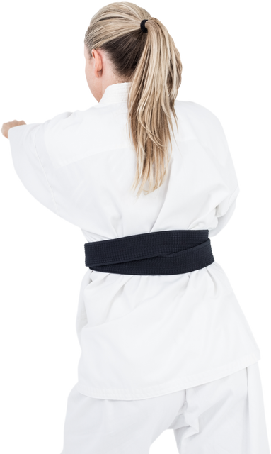 Rear View of Female Athlete Practicing Judo in Judo Gi, Transparent Background - Download Free Stock Videos Pikwizard.com