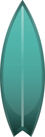 Aquamarine Surfboard Illustration on Transparent Background