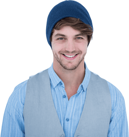 smiling young man with blue beanie on transparent background - Download Free Stock Videos Pikwizard.com