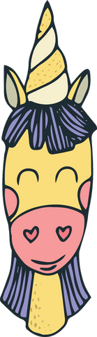 cute unicorn face illustration on transparent background - Download Free Stock Videos Pikwizard.com