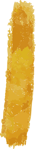 Artistic bright yellow paint stroke on transparent background
