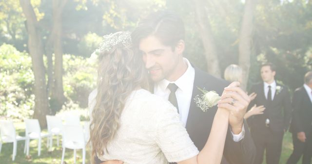 Newlywed Couple Dancing Outdoors at Wedding Celebration - Download Free Stock Images Pikwizard.com