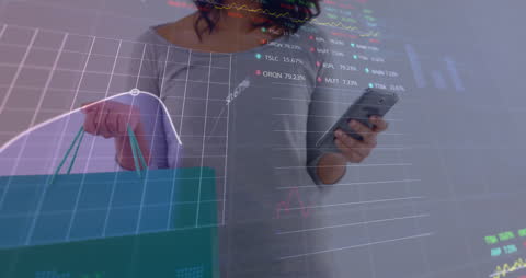 Woman Analyzing Financial Data with Smartphone Technology