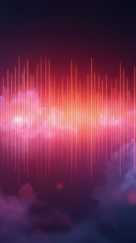 Pulsing Neon Audio Waveform Shifting into Bars Over Cosmic Nebula - Vertical Sound Visualizer