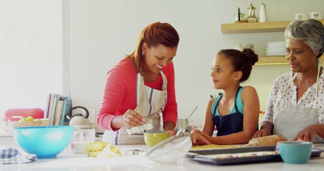 Three Generations of Women Baking Together in Modern Kitchen - Download Free Stock Images Pikwizard.com