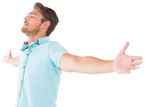 Young Man with Open Arms Feeling Freedom on Transparent Background - Download Free Stock Videos Pikwizard.com