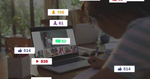 Studying during virtual class with social media reactions and engagement overlay