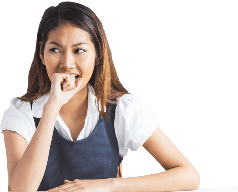 transparent image of concerned businesswoman biting her fist - Download Free Stock Videos Pikwizard.com