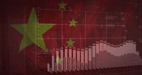 China Economic Data Visualization with 3D Chart - Finance & Analytics Concept
