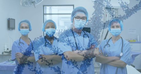 Diverse Surgical Team with DNA Imagery Concept