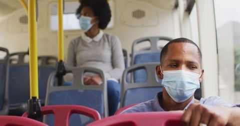 African American Individuals Traveling Safely on Bus During Pandemic - Download Free Stock Images Pikwizard.com