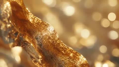 Shimmering Metallic Ribbon Rotating With Elegant Bokeh Lights