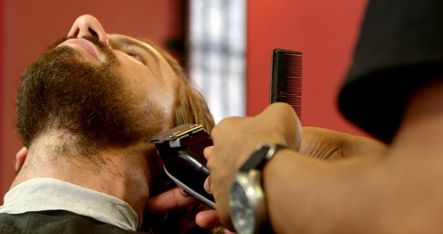 Barber Trimming Beard of Bearded Man - Download Free Stock Images Pikwizard.com