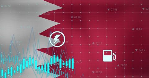 Digital Analysis Over Bahrain Flag Signifying Energy Data - Download Free Stock Images Pikwizard.com