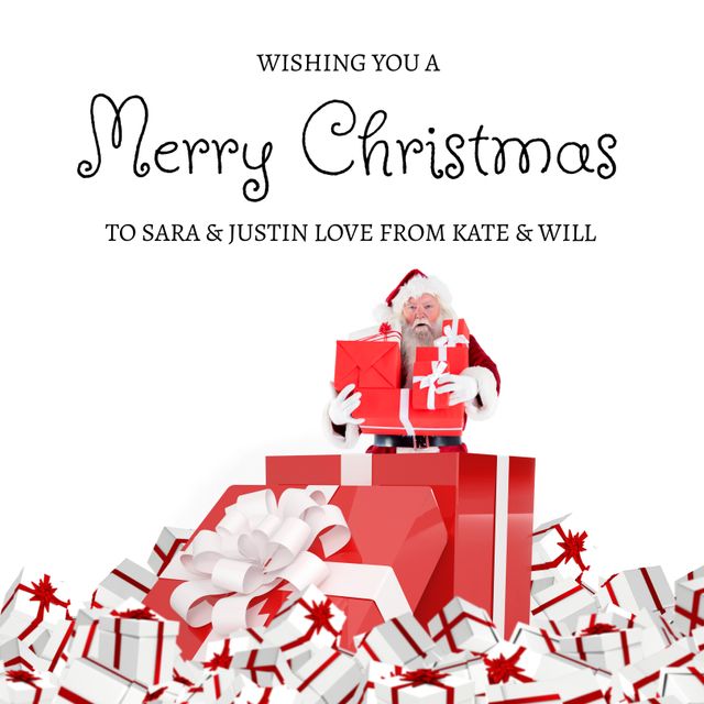 Santa Claus with Gifts for Merry Christmas Greeting - Download Free Stock Templates Pikwizard.com