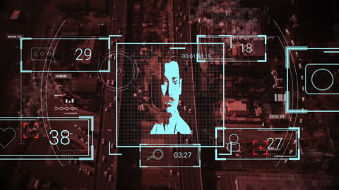 Futuristic Digital Interface Analyzing Urban Activity