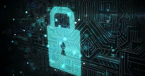 Futuristic Digital Padlock Securing Virtual Network