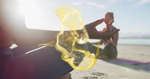 Calm Meditation Practice on Sunny Beach