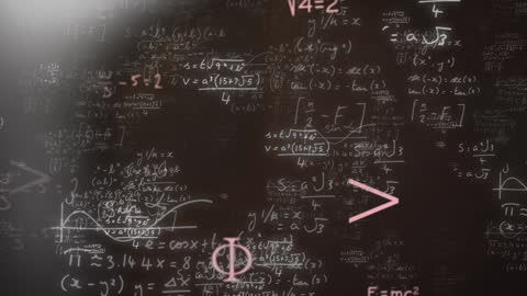 Mathematical Equations Animation on Black Background