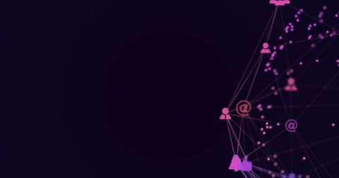 Digital Networking Concept with Connected Icons on Dark Background - Download Free Stock Images Pikwizard.com