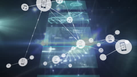 Futuristic Digital Network with Data Processing and VR Technology