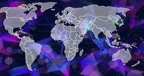 Digital World Map with Global Connections and Data Overlay - Download Free Stock Images Pikwizard.com