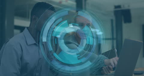 Innovative Business Team Using Futuristic Digital Interface