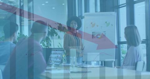 Businesswoman leading presentation in modern office session