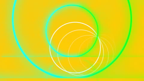 Neon Circles on Vivid Yellow Background Art Design