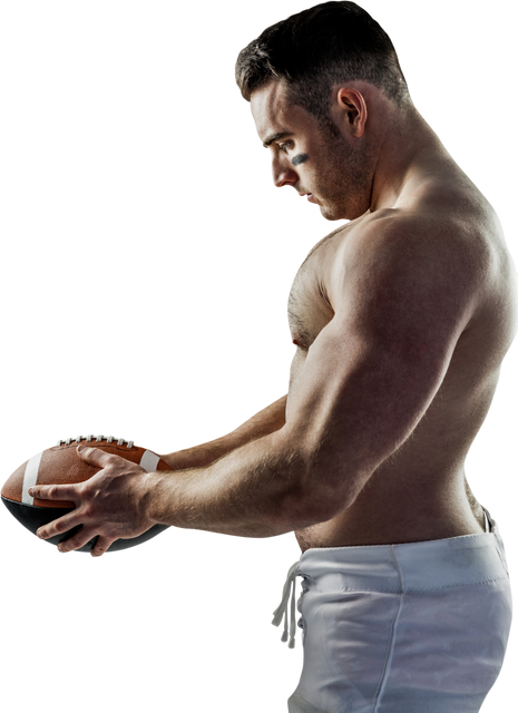 Transparent Shirtless American Football Player Focusing On Ball - Download Free Stock Videos Pikwizard.com