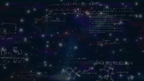 Abstract Digital Universe with Floating Mathematical Formulas