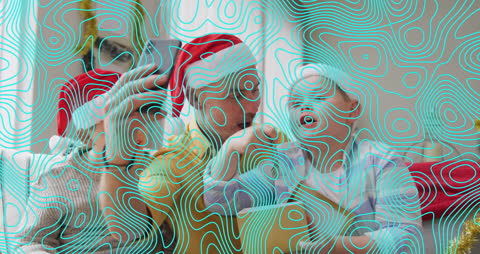 Father and Sons Celebrating Christmas with Technology