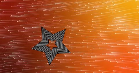 Stylized line art star displays intricate rotation against vibrant glowing orange-red backdrop. Suitable for event promotions, backgrounds for graphic design projects related to vibrant celebrations, such as National Popcorn Day or festive flyers.