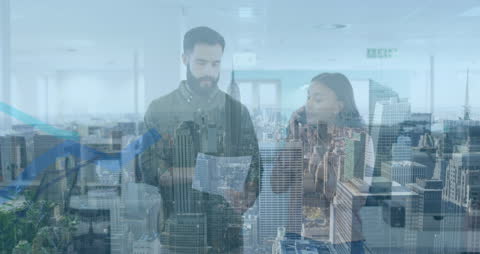 Business Collaboration with Financial Data in Modern Office