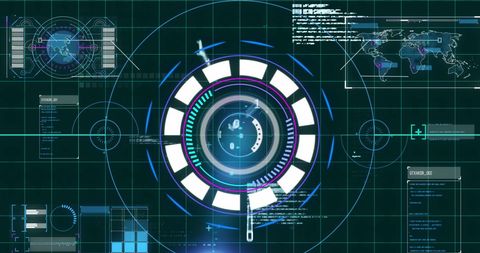 Global Technology Interface with Scanning and Data Processing - Download Free Stock Images Pikwizard.com