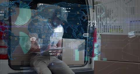 Global Delivery Network and Digital Solutions Concept Montage