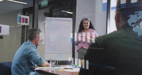 Business Team Analyzing Strategy with Digital Technology Visualization