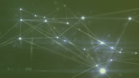 Glowing Digital Network Connections in Abstract Grid