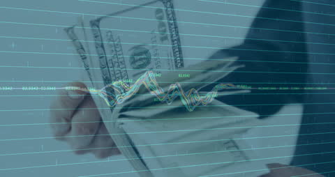 Overlay of Graph and Hands Counting Dollar Bills Depicts Financial Insights