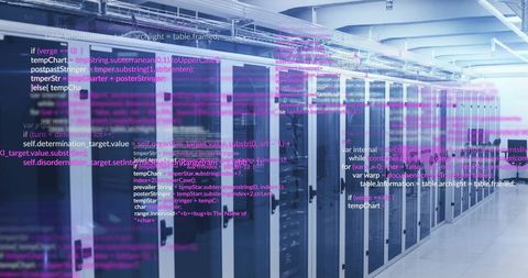 Digital Interface Overlays Operational Server Room - Download Free Stock Images Pikwizard.com