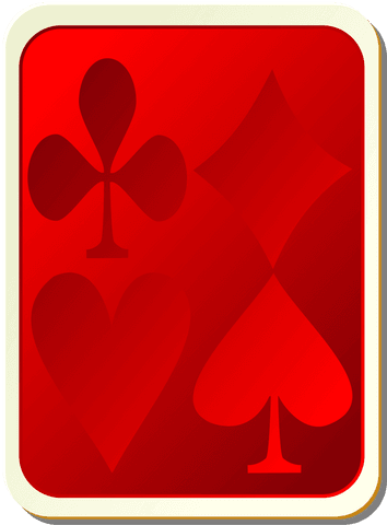 Glowing transparent cards back with red tone playing suit icons