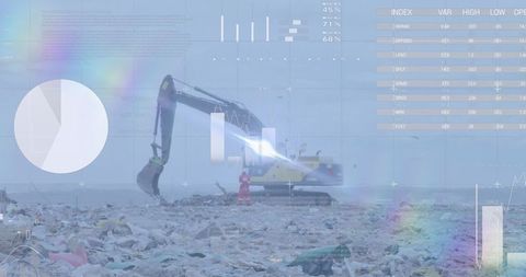 Data Visualization Overlay on Lift at Landfill for Infographic Design