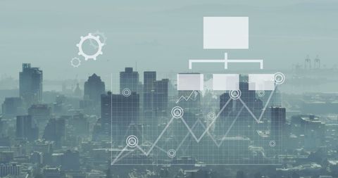 Futuristic Data Processing Overlaid on Cityscape - Download Free Stock Images Pikwizard.com