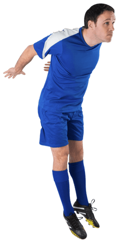 Soccer Player in Blue Uniform Performing Jump Transparent - Download Free Stock Videos Pikwizard.com